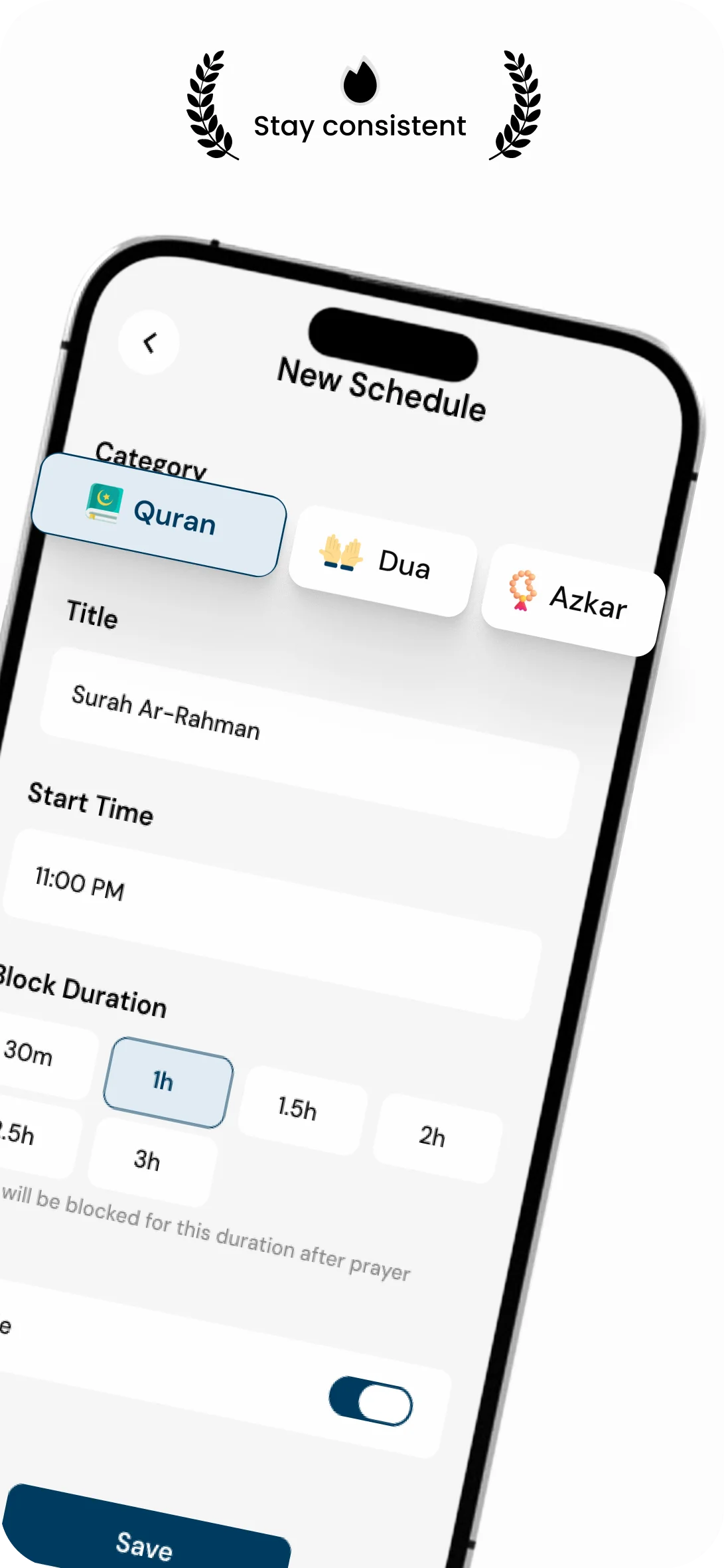 Smart widgets showing prayer times and progress
